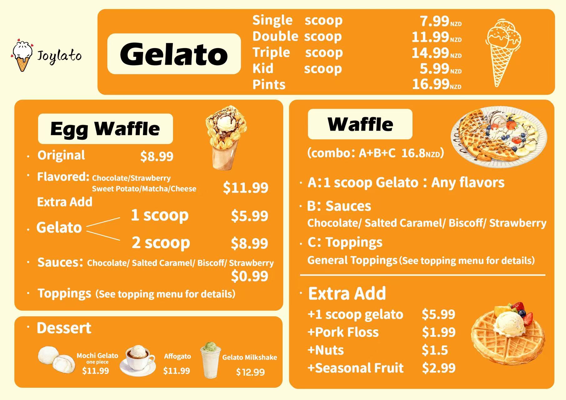 Gelato & Waffle Menu